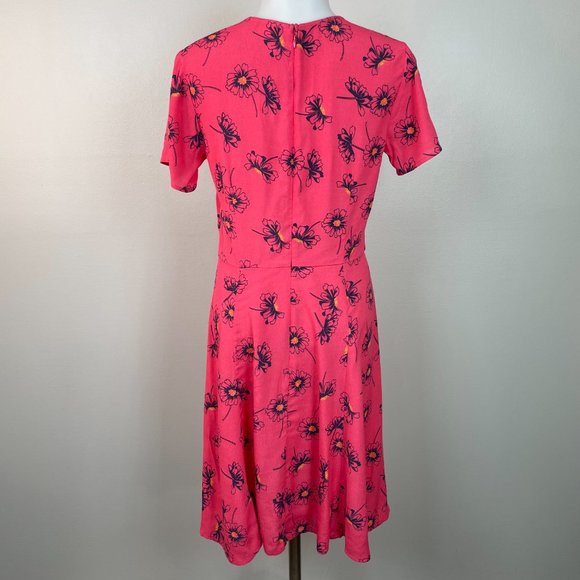 Gap A-Line Dress 2 Pink Blue Floral Sundress Short Sleeve V-Neck Women's - Picture 5 of 11